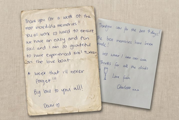 Handwritten notes from the De Yachting guest book